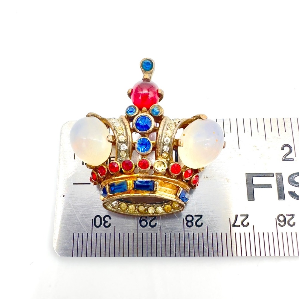 Vintage Trifari Jelly Belly Crown Pin Brooch Sterling Silver Alfred Filippe - Picture 10 of 16